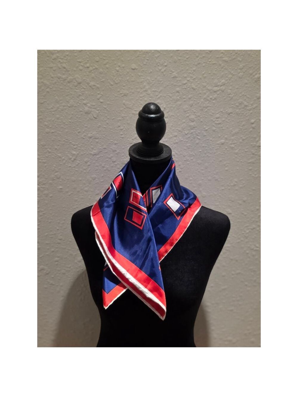 Women's Vana Blue Red Geometric Polyester Scarf One Size